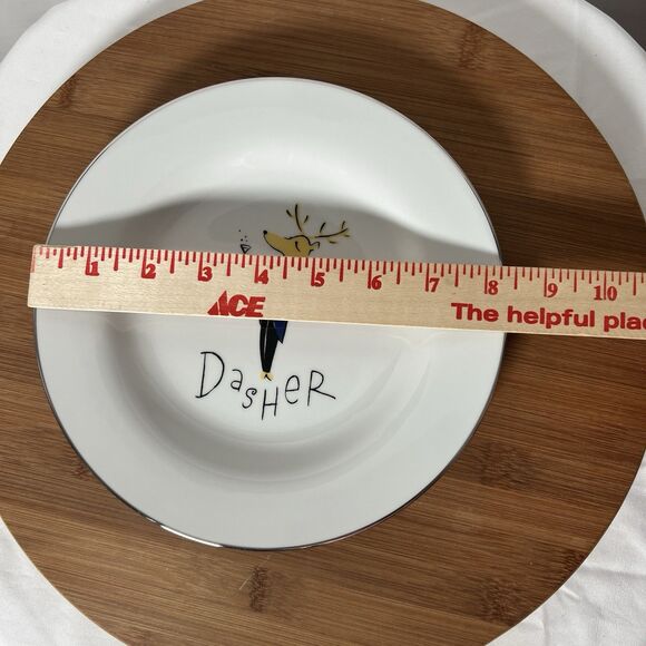 Pottery Barn Reindeer Holiday Dessert Salad Plates Dasher Dancer Prancer VTG - Picture 11 of 11